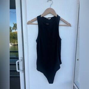 Open Edit Black Rib Racerback Bodysuit